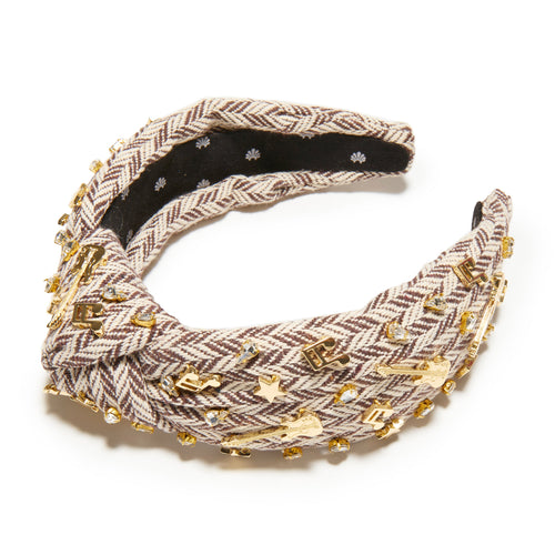 Lele Sadoughi HEADBANDS COFFEE CHEVRON NASHVILLE KNOTTED HEADBAND