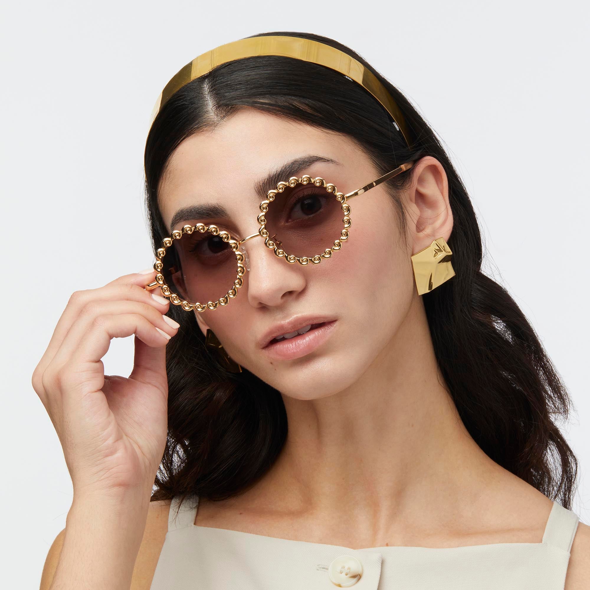 Lele Sadoughi HEADBANDS GOLD BESSETTE METAL HEADBAND