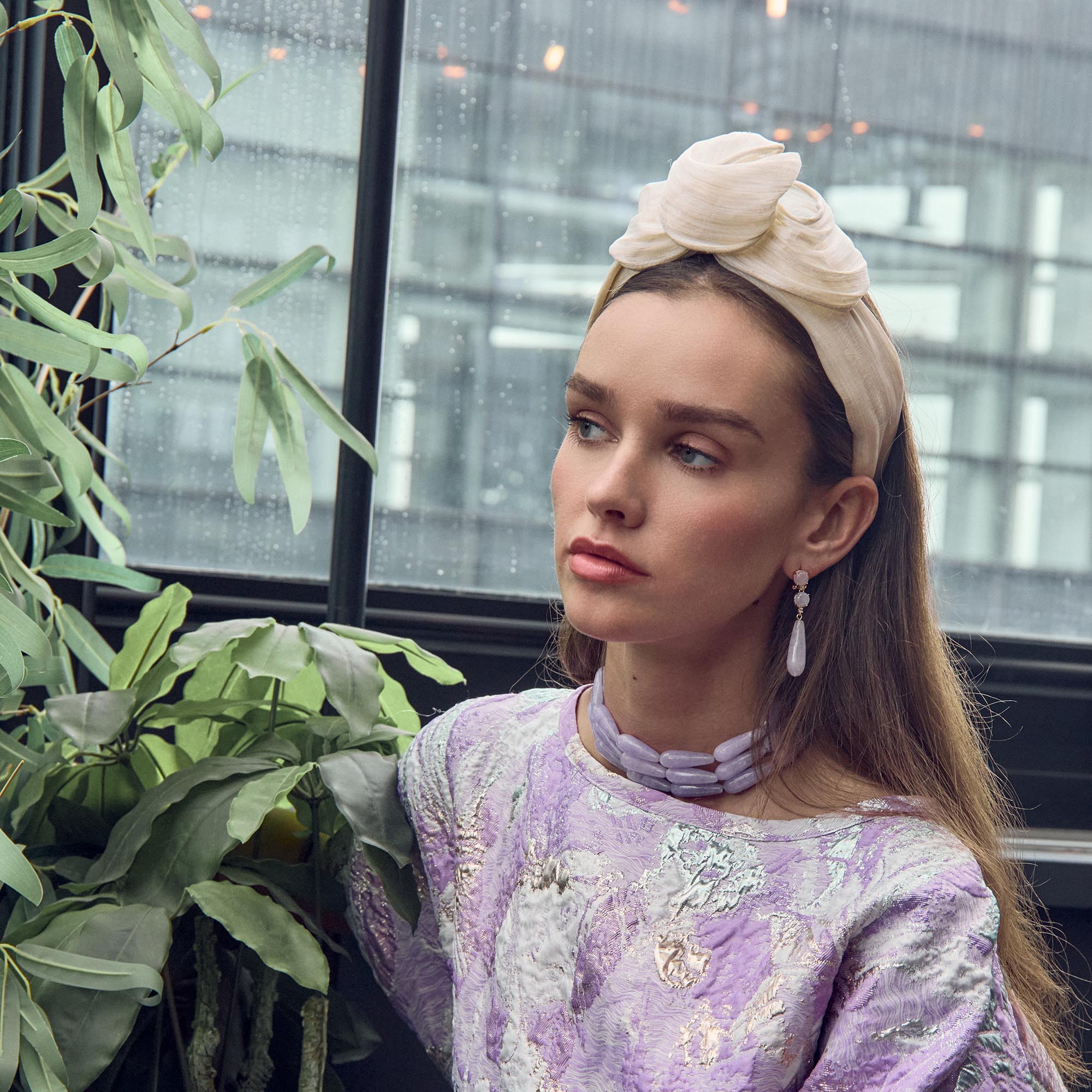 Lele Sadoughi HEADBANDS IVORY ZAHA SILK HEADBAND