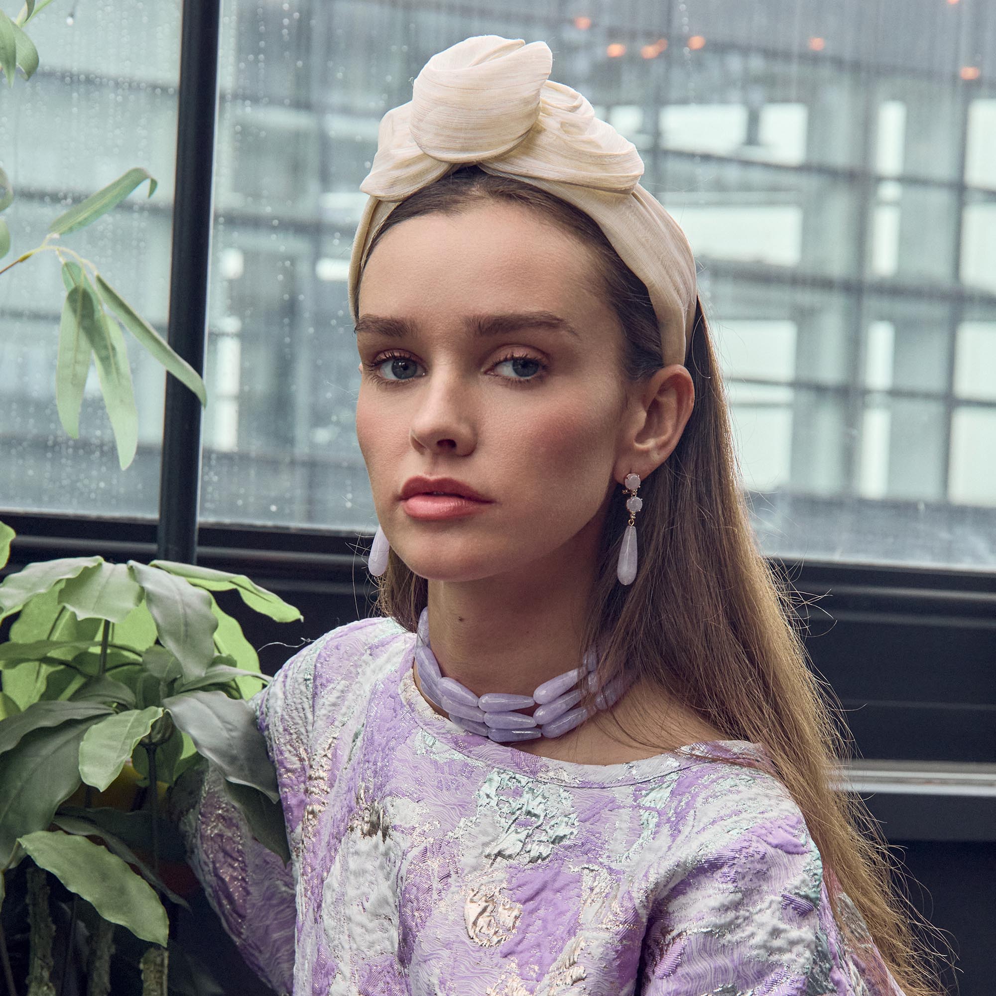 Lele Sadoughi HEADBANDS IVORY ZAHA SILK HEADBAND