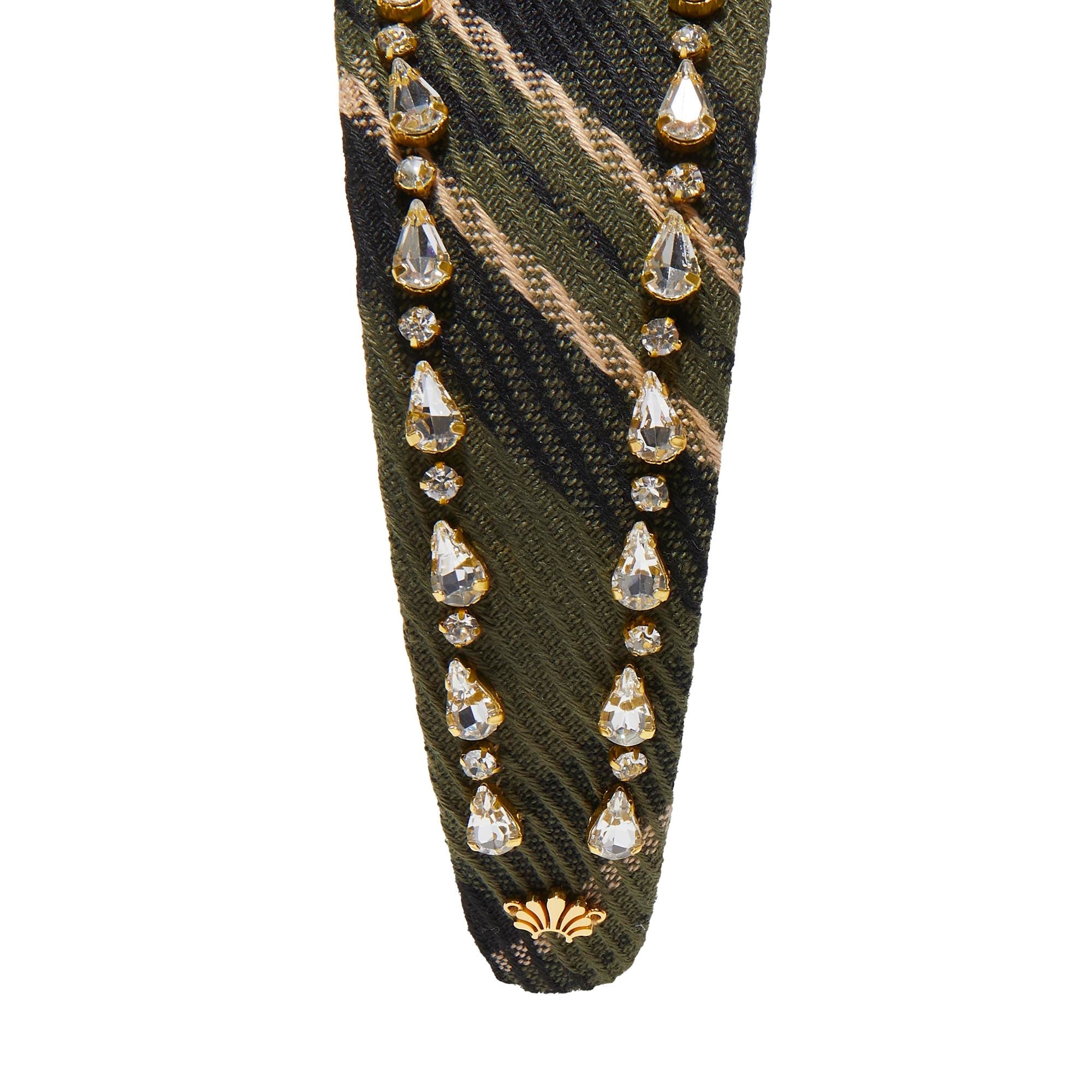 Lele Sadoughi HEADBANDS OLIVE GREEN BRIGITTE CRYSTAL TRIM HEADBAND