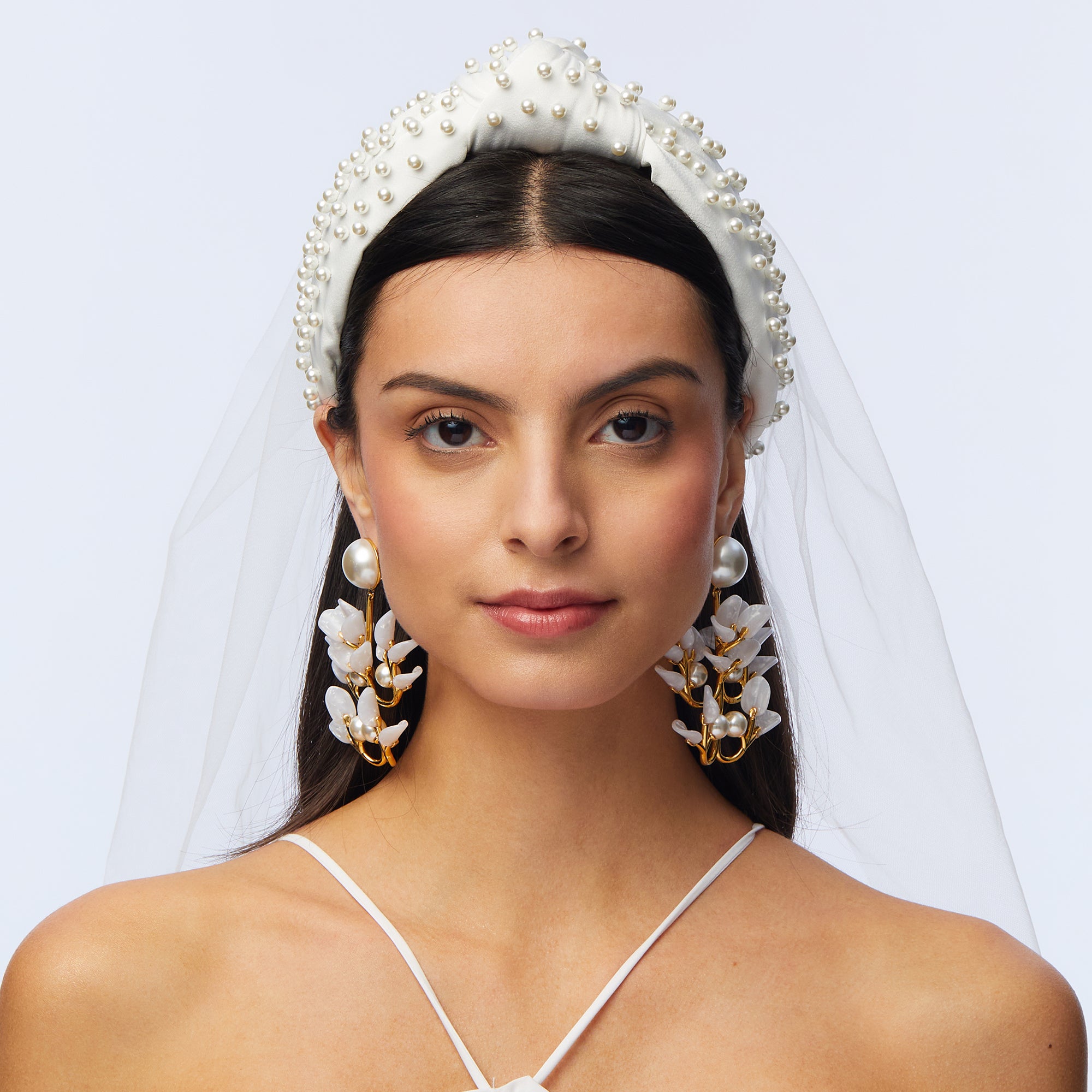 Lele Sadoughi HEADBANDS ONE SIZE IVORY VEIL HEADBAND