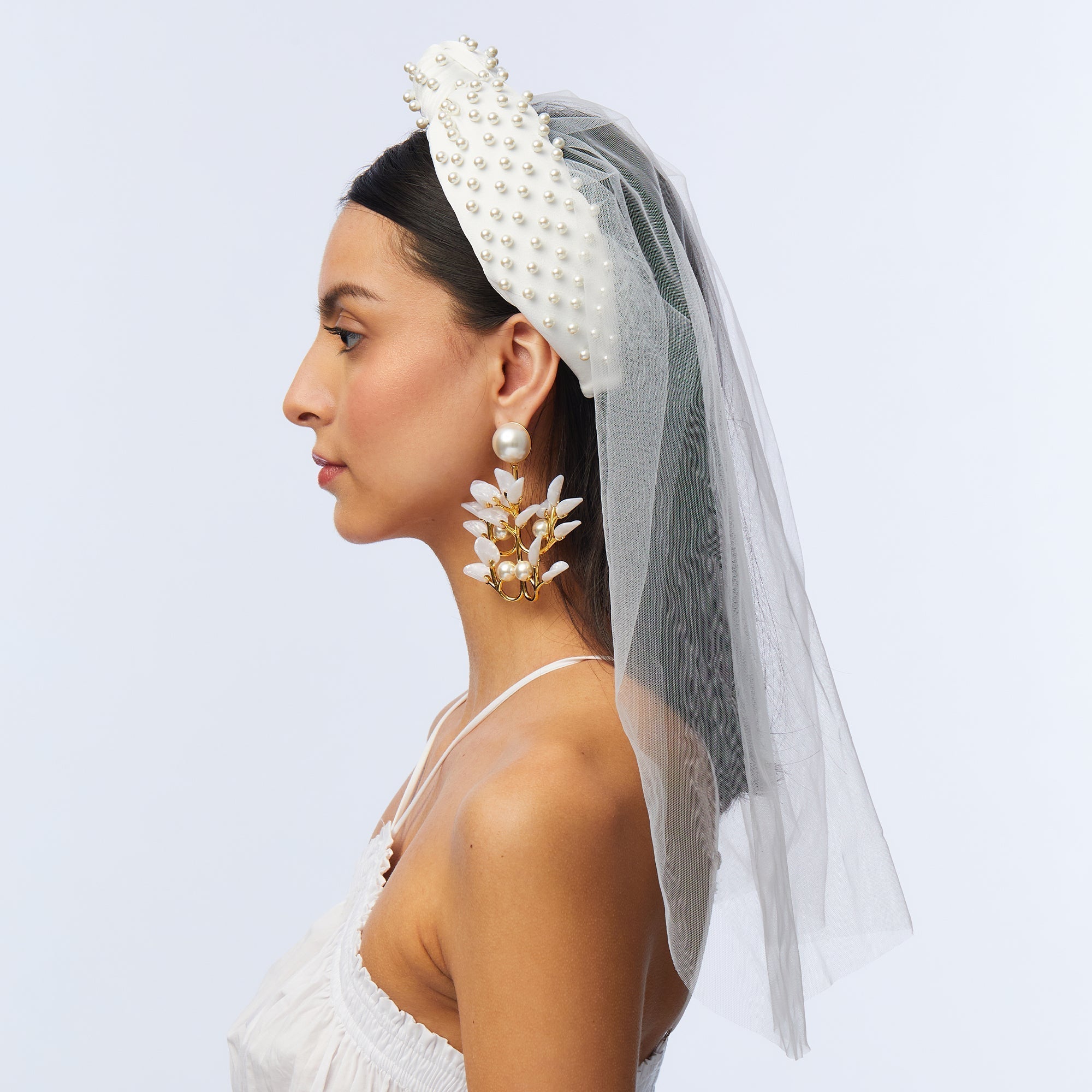 Lele Sadoughi HEADBANDS ONE SIZE IVORY VEIL HEADBAND