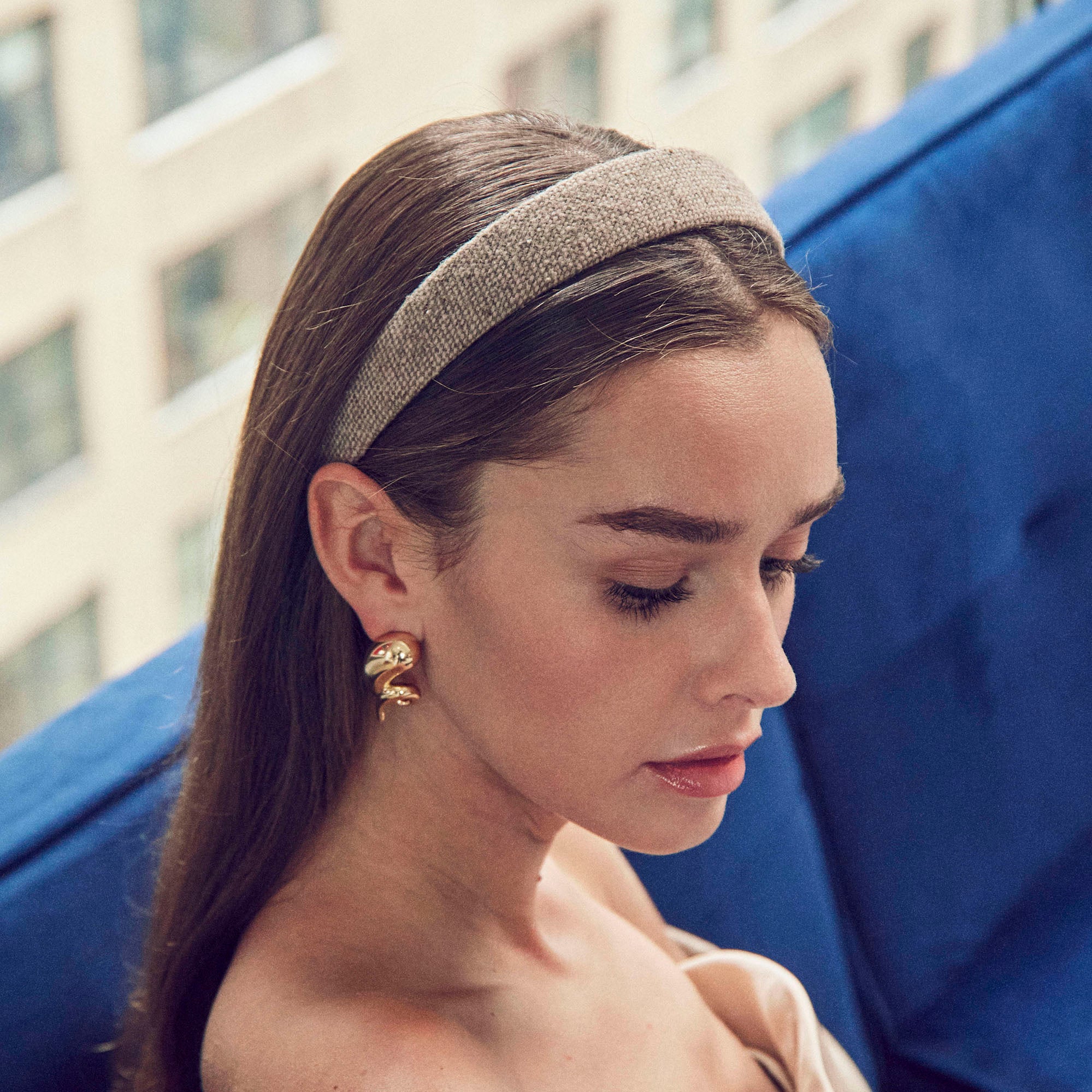 Lele Sadoughi HEADBANDS STONE BESSETTE TWEED HEADBAND