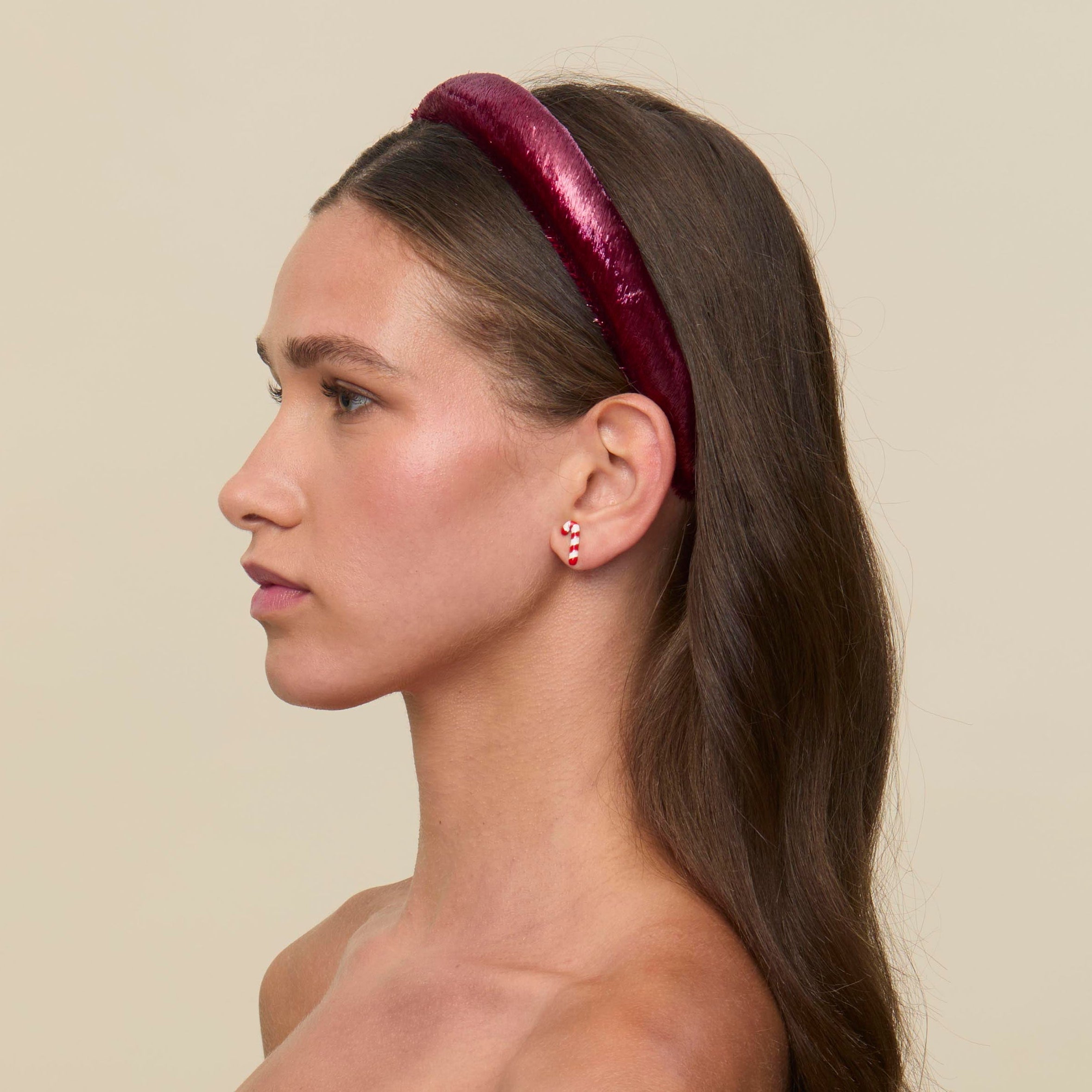 Lele Sadoughi HEADBANDS TAPESTRY RED CHARLOTTE LIQUID VELVET HEADBAND