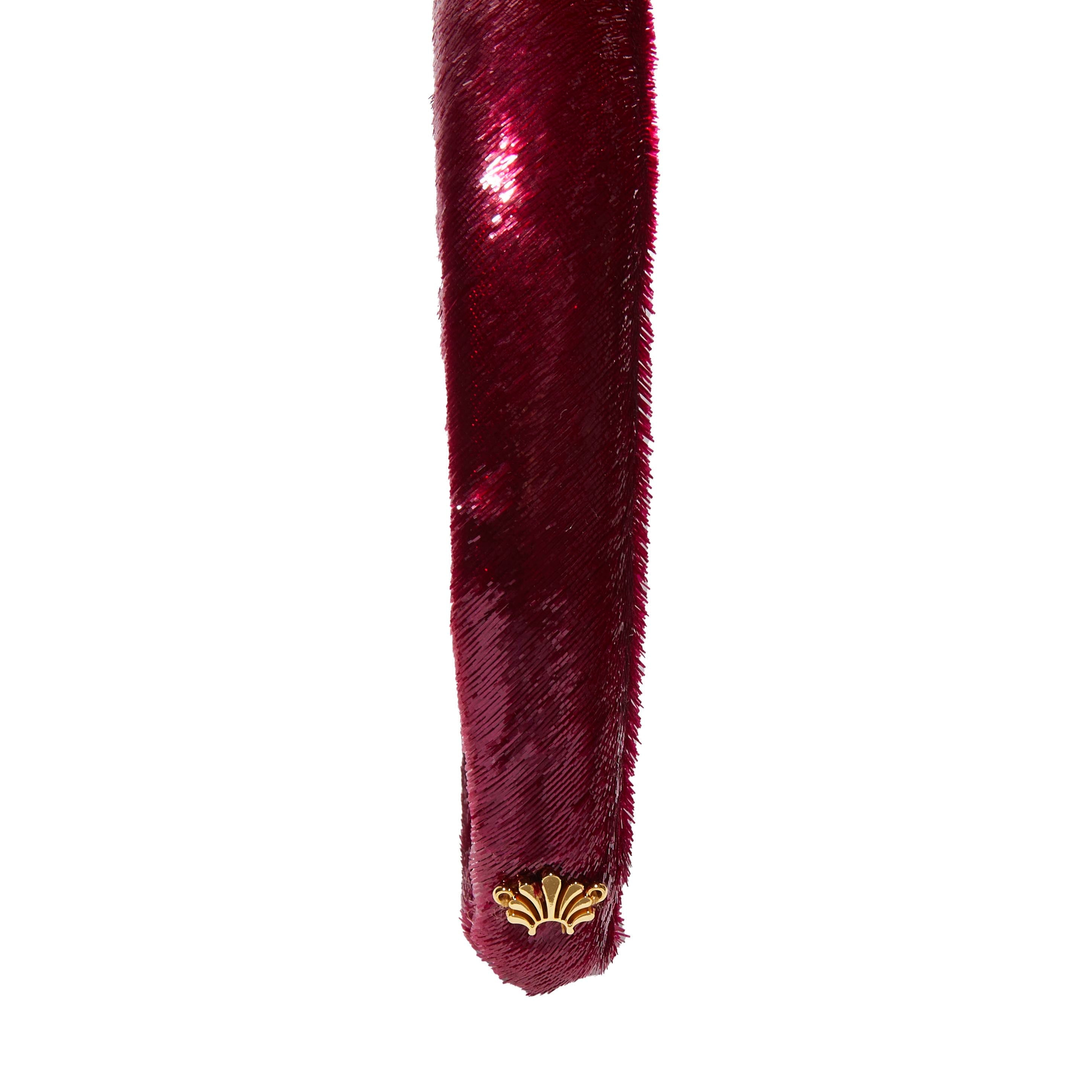 Lele Sadoughi HEADBANDS TAPESTRY RED CHARLOTTE LIQUID VELVET HEADBAND