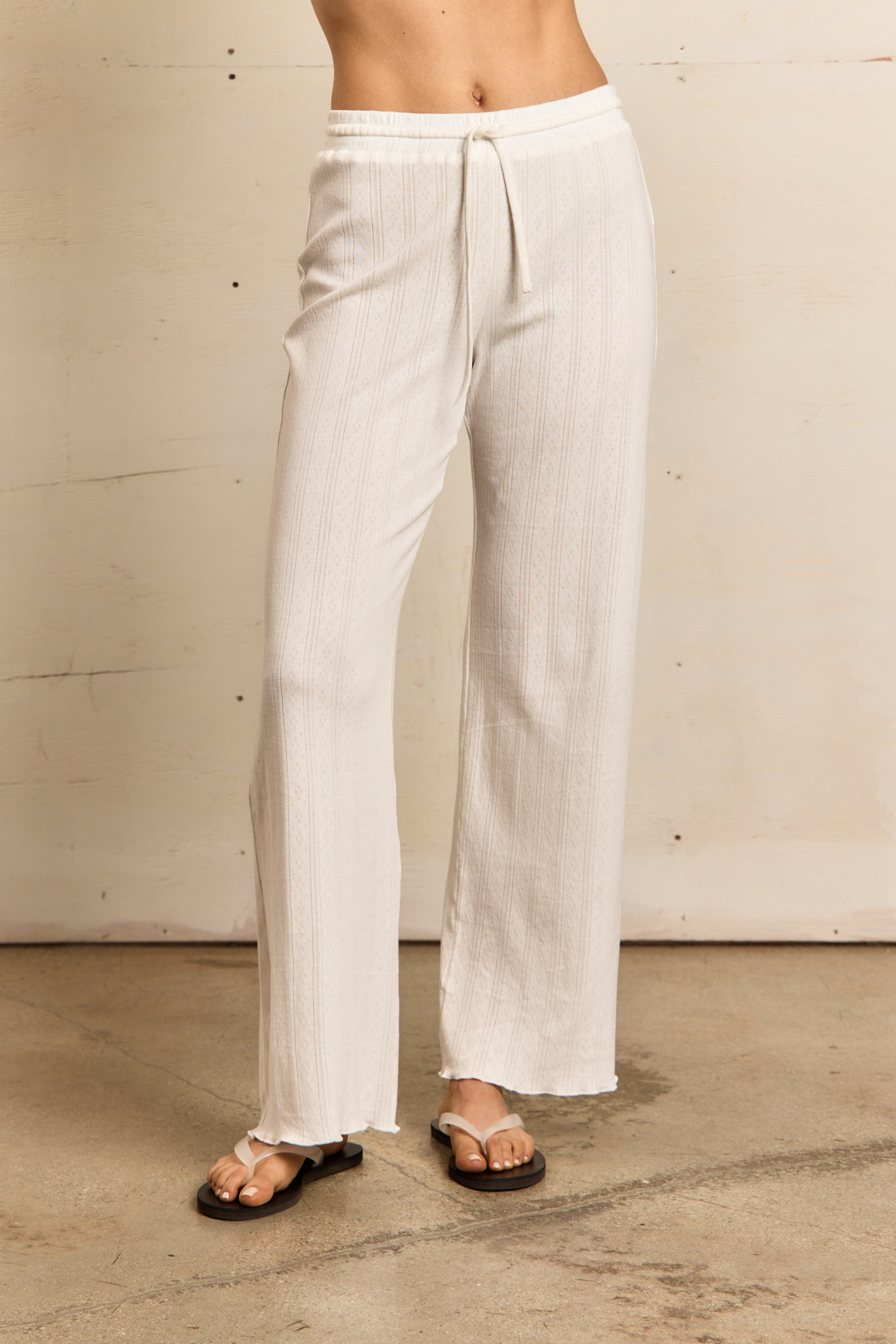 mary pointelle sleep pant | white