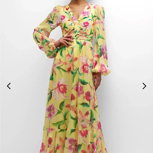 PatBo Laelia Cut Out Maxi Dress in Canary | Patbo