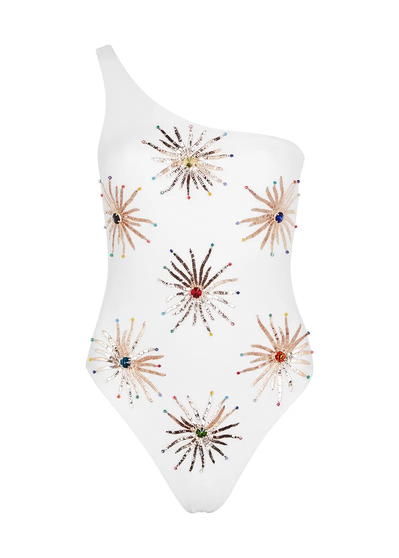 Callie One Shoulder Swimsuit | White