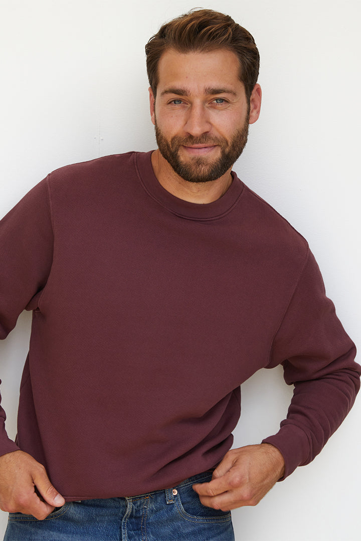 perry men's fleece crew neck sweatshirt | port