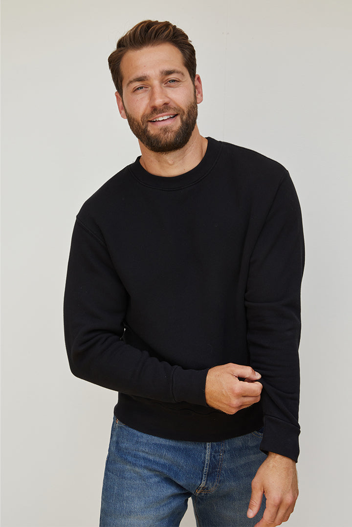 perry men's fleece crew neck sweatshirt | true black