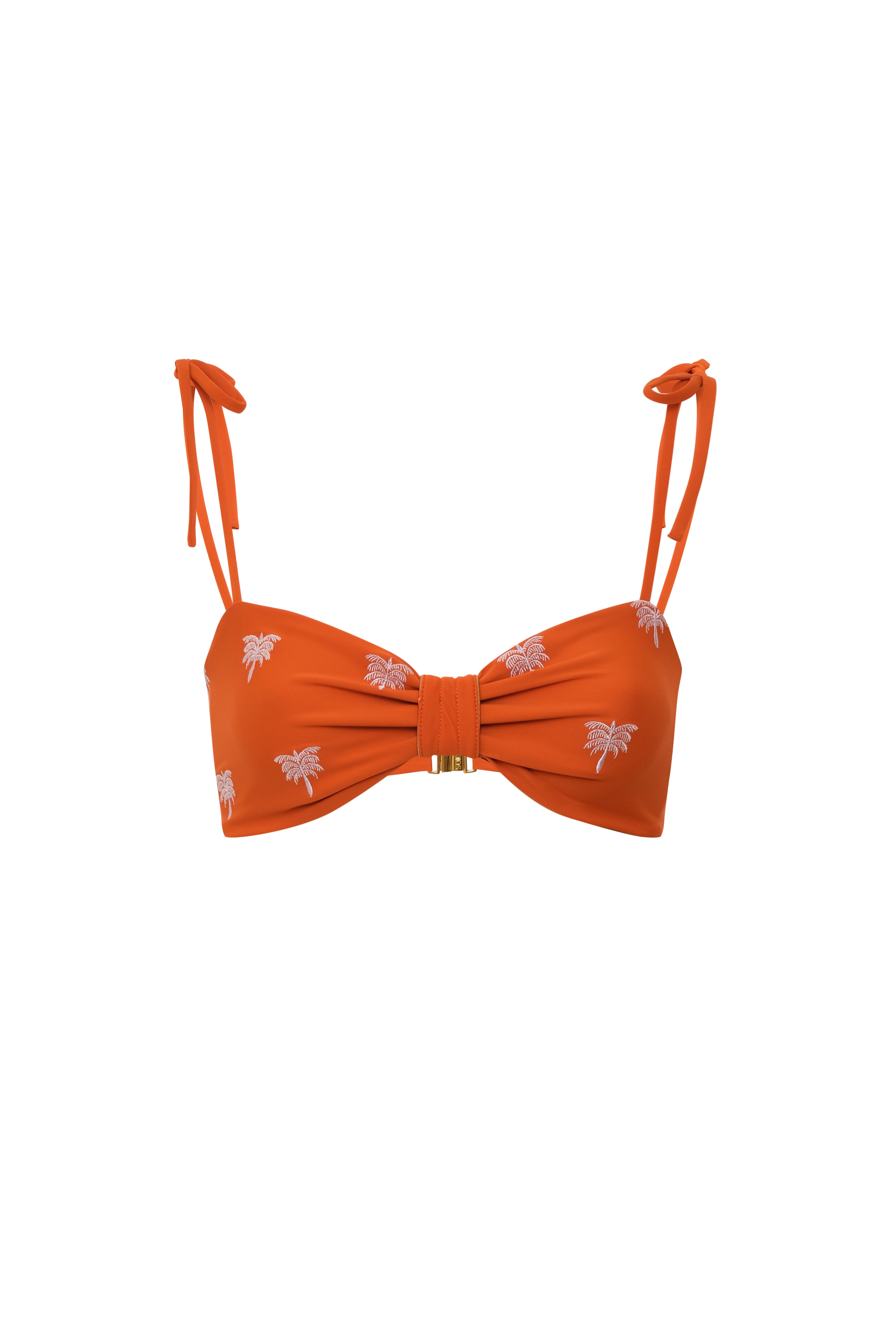 San Miguel Embroidered Top / Orange Lilac Polka Palms