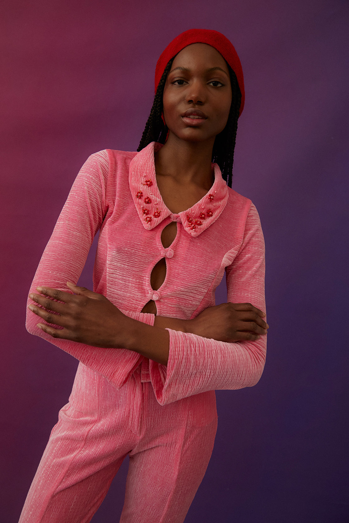 Moya Velvet Pant | Pink