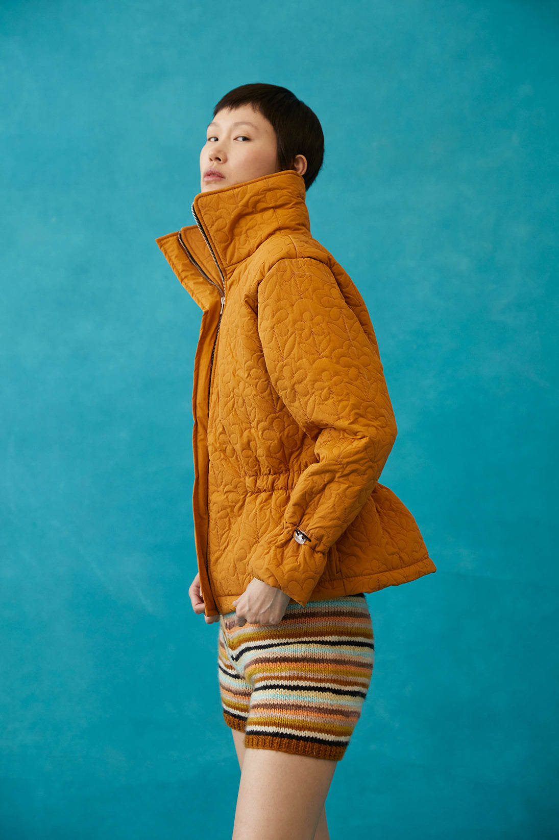 Kika Floral Quilted Jacket | Brown