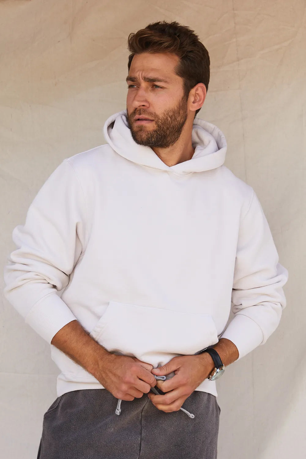 tommy men's structured fleece hooded sweatshirt | sugar