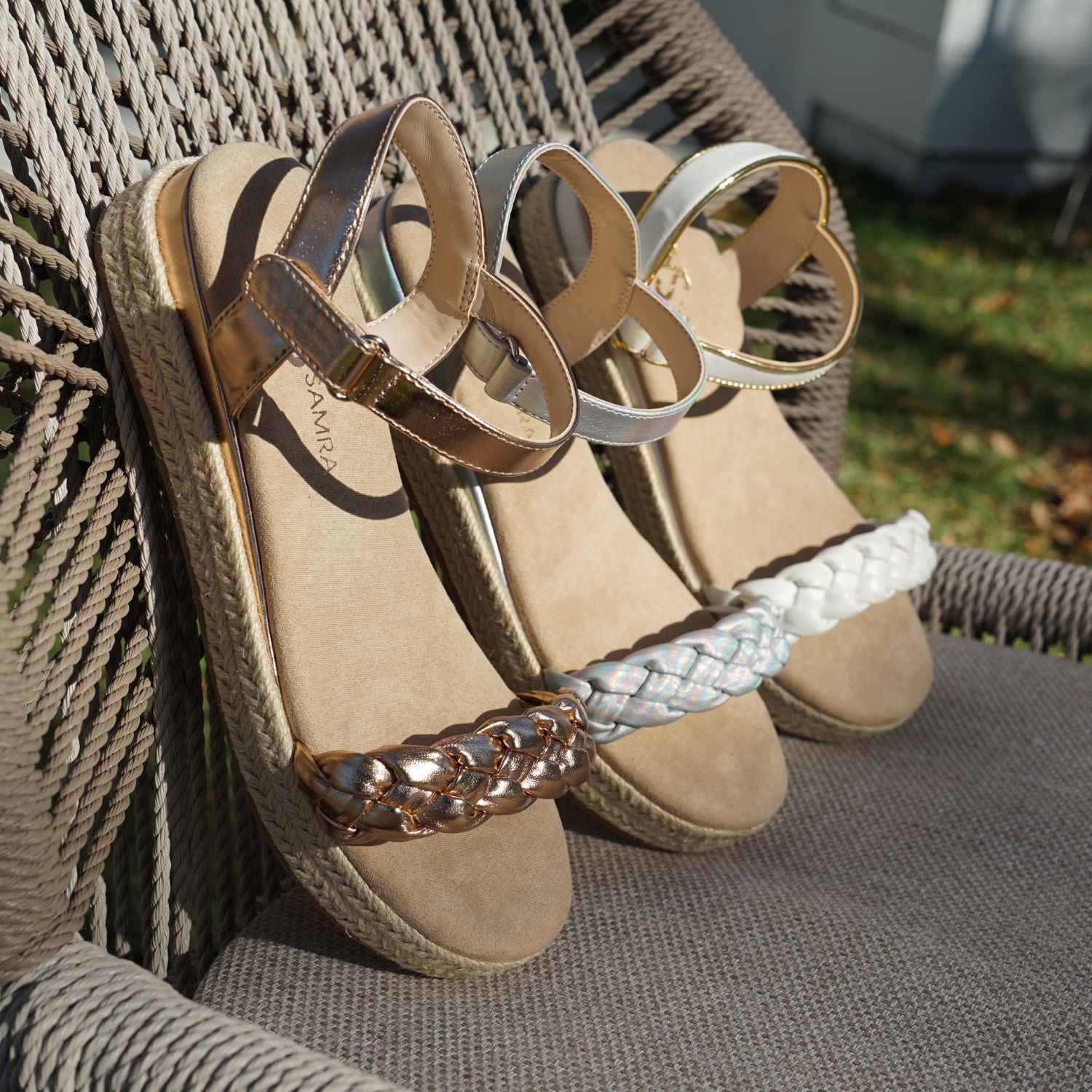 Miss April Wedge Sandal in Light Bronze - Kids - Yosi Samra  - Kids' Sandals